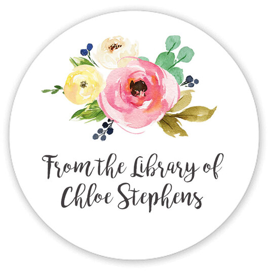 Rose Bunch From the Library Round Stickers